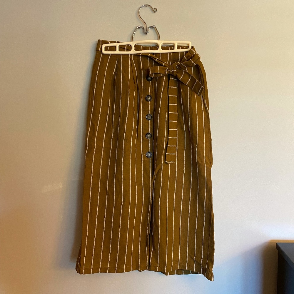 Mustard Midi Skirt with Front Buttons